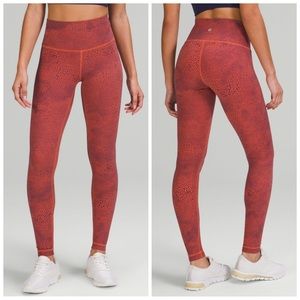 •LULULEMON•Wunder Train High-Rise Tight 25" Crackle Glaze Orange Larkspur Size 2